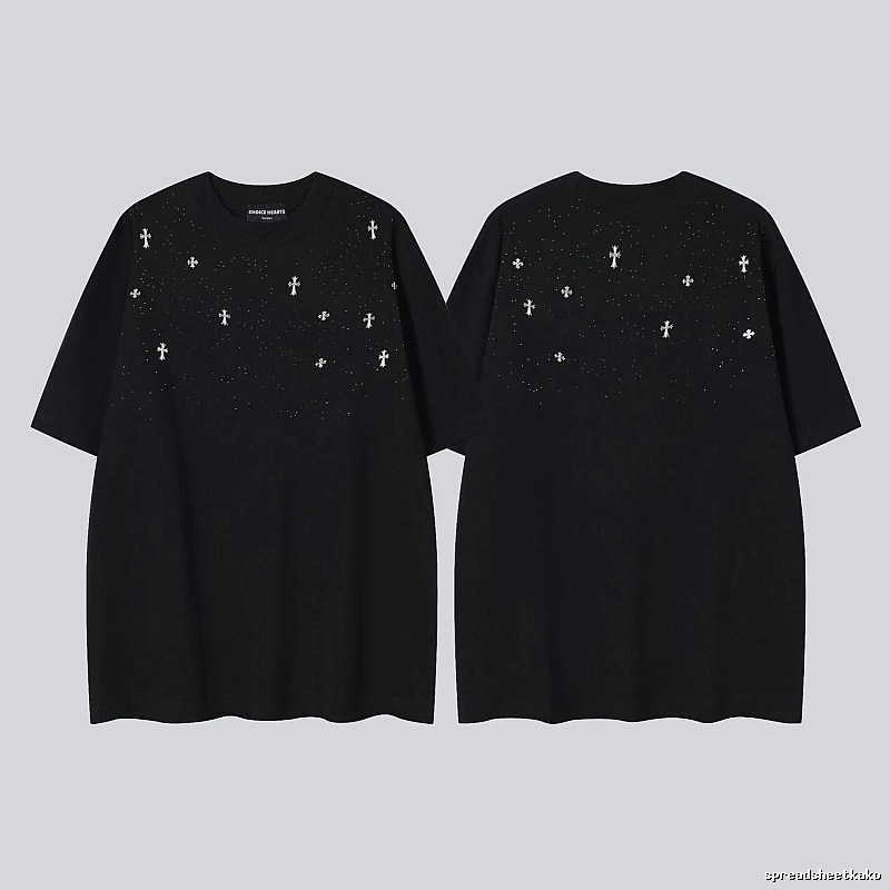 Chrome Hearts Cross Embroidered Street Style Black Short-sleeve T-shirt
