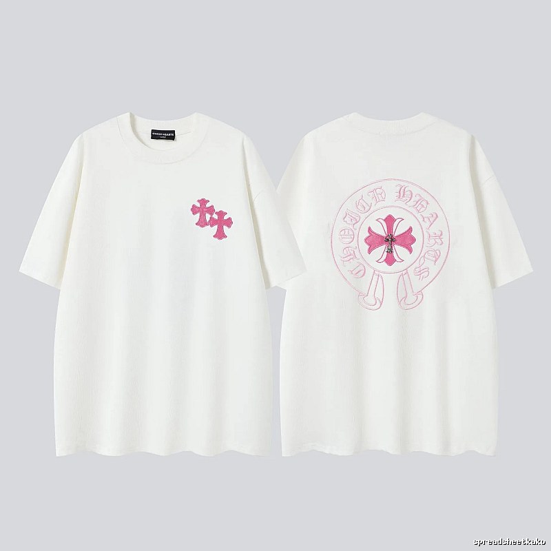 Chrome Hearts Cross Embroidered Street Style Off-White T-Shirt