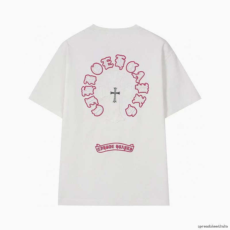 Chrome Hearts Cross Embroidered Street Style White T-Shirt
