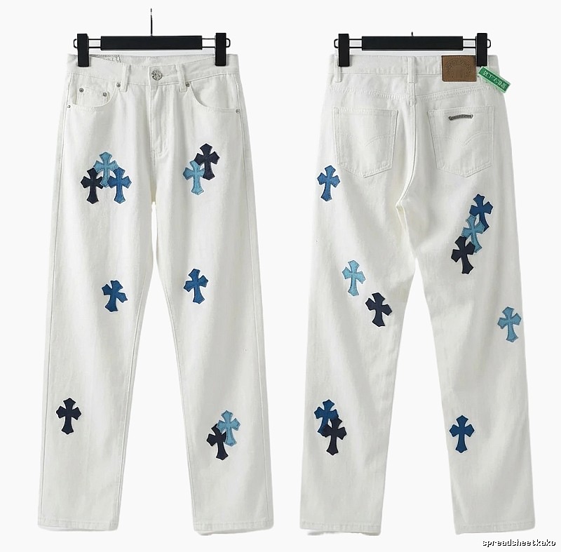 Chrome Hearts Cross Trendy Cool White Jeans