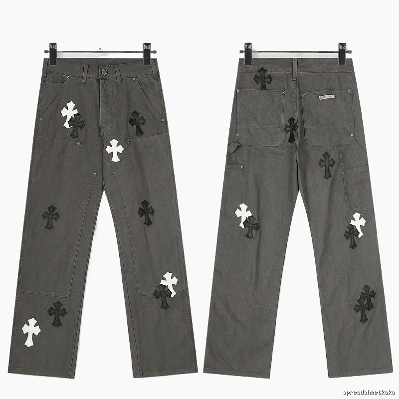 Chrome Hearts Cross Workwear Style Grey Pants