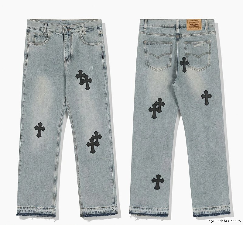 Chrome Hearts denim-style light blue jeans