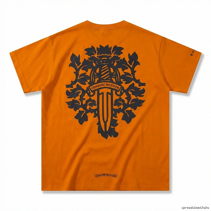 Chrome Hearts Gothic Style Orange T-shirt