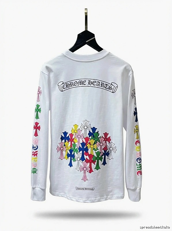 Chrome Hearts Long-sleeved White T-shirt with Colorful Print