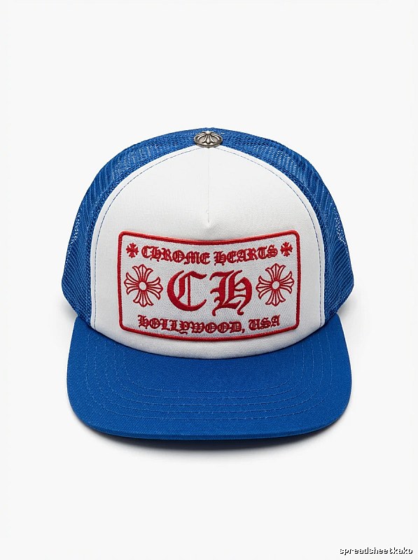 Chrome Hearts Retro Style Blue and White Hat