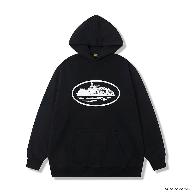 Corteiz black minimalist style hoodie