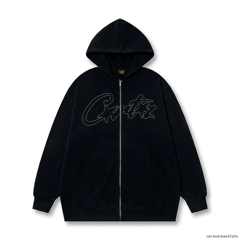 Corteiz minimalist style black hoodie