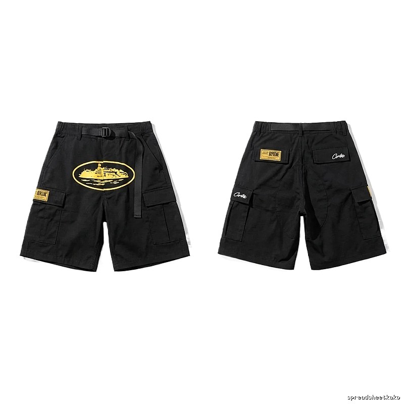 Corteiz workwear-style black shorts
