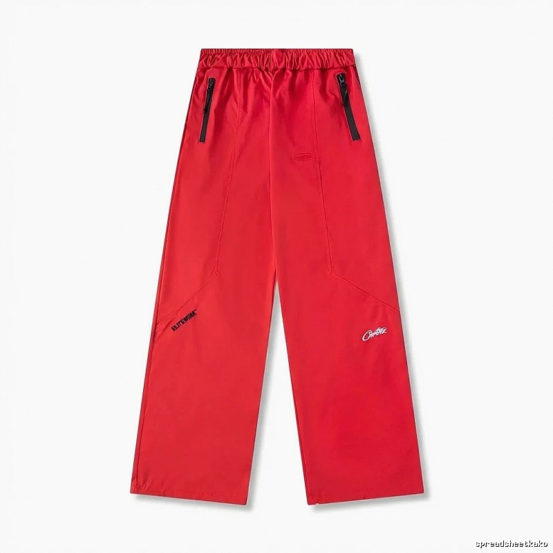 Corteiz workwear-style red long trousers