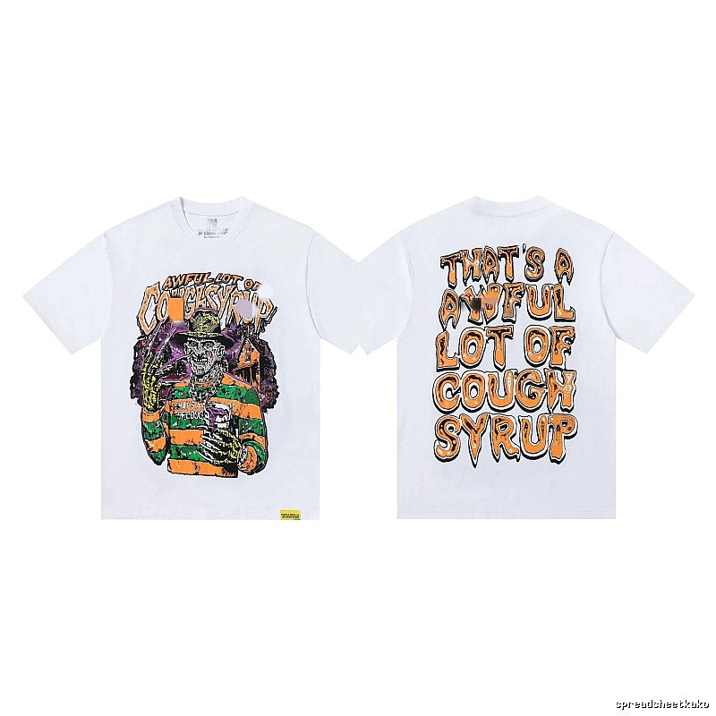 COUGH SYRUP Horror Print Street Style White T-shirt