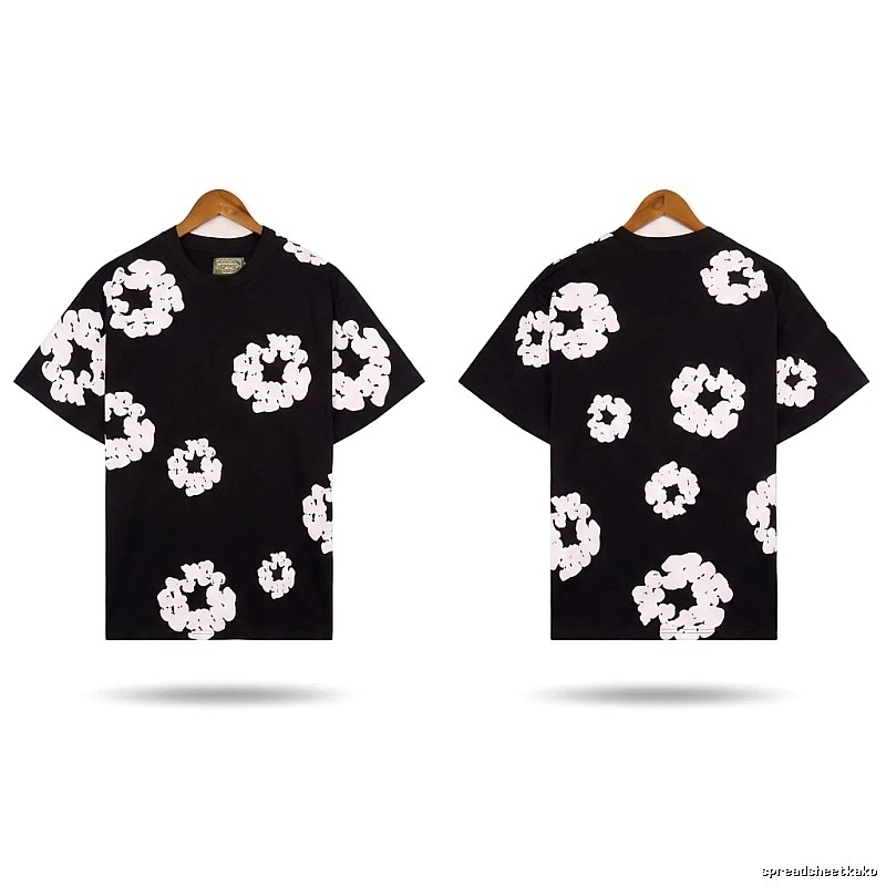 DENIM TEARS Black and White Retro Short-sleeve Shirt