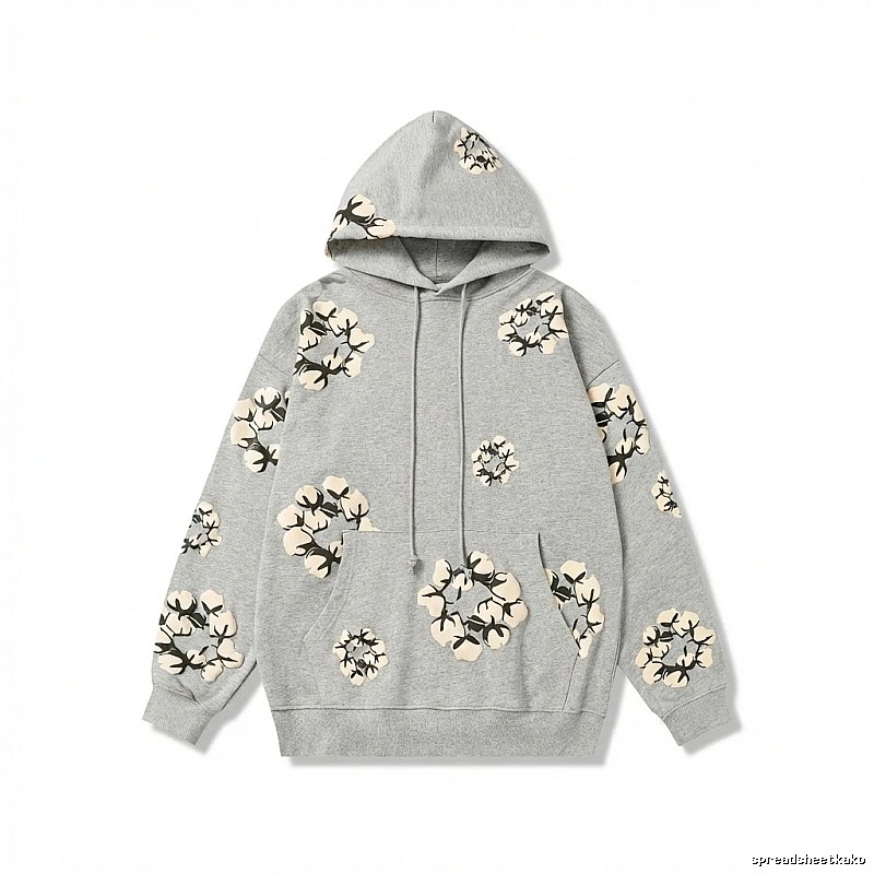 DENIM TEARS Floral Wind Grey Hoodie