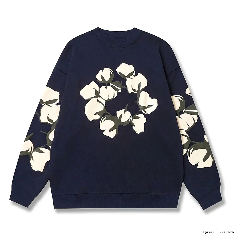 DENIM TEARS Retro Style Navy Blue Sweatshirt