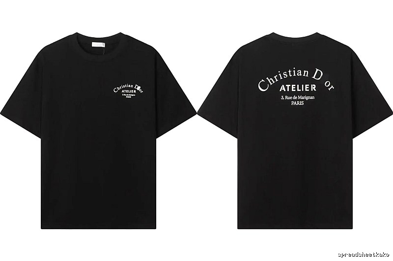 Dior ATELIER Minimalist Style Black Short-Sleeve T-Shirt
