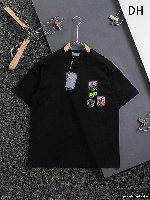 Dior Badge Collection Vintage Style Black Short-sleeve T-shirt