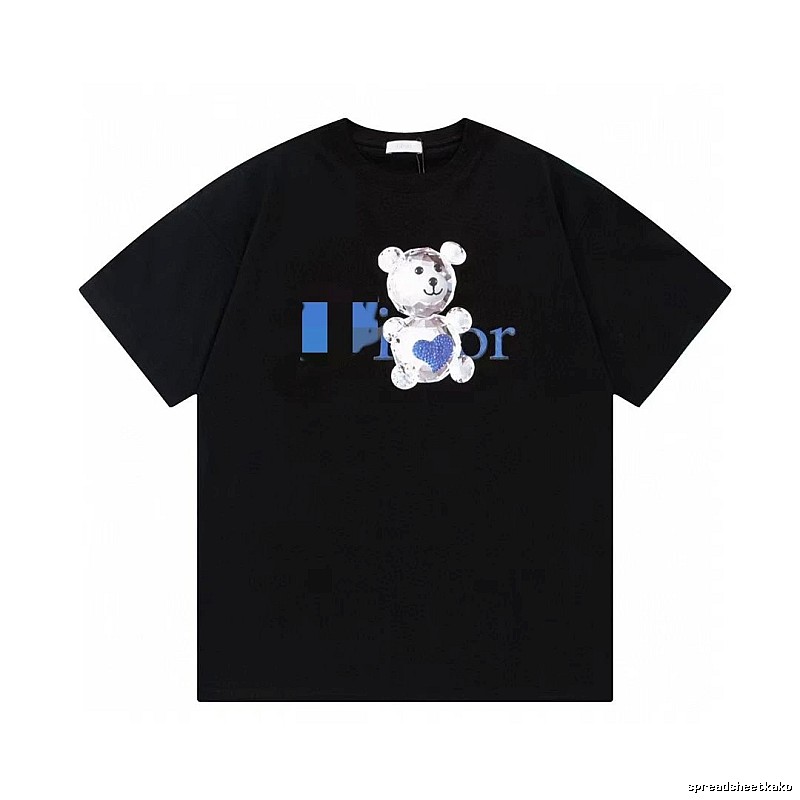 Dior Crystal Bear Cool & Trendy Style Black Short-sleeve T-shirt
