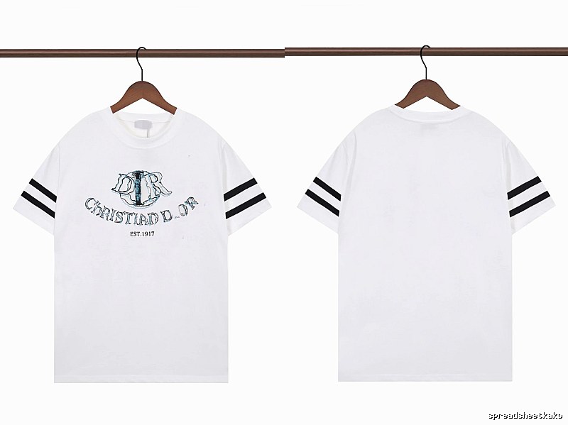 Dior Embroidered Collection Vintage Style White Short-sleeve T-shirt
