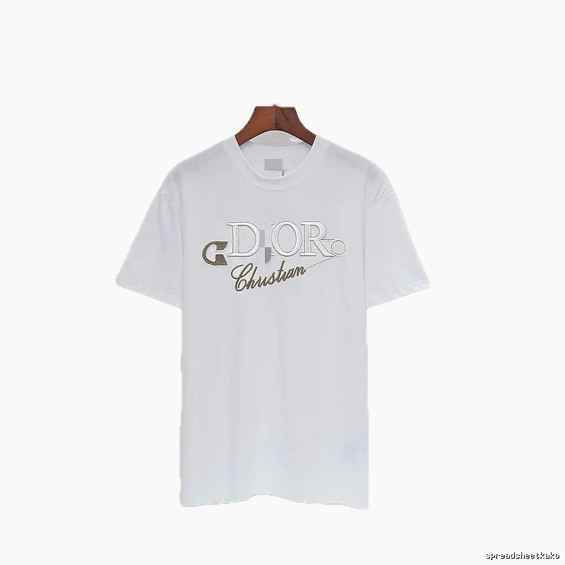 Dior Embroidered Light Luxury Style White Short-sleeve T-shirt