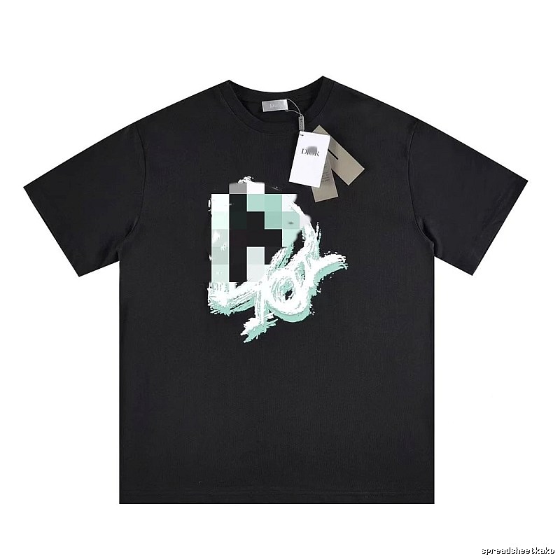 Dior Graffiti Cool & Trendy Style Black Short-sleeve T-shirt