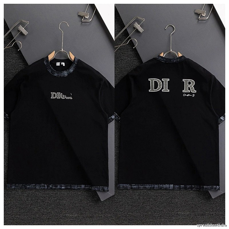 Dior Letter Print Light Luxury Style Black T-Shirt