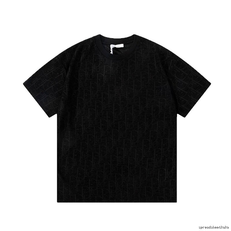 Dior Monogram All-over Print Light Luxury Style Black T-Shirt