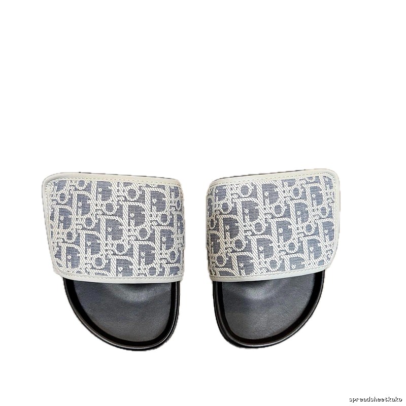 Dior Oblique Collection Light Luxury Style Blue-Gray Slippers