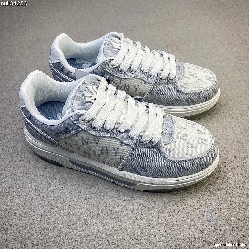 DKNY White and Gray Monogram Sneakers, Two-Tone Upper