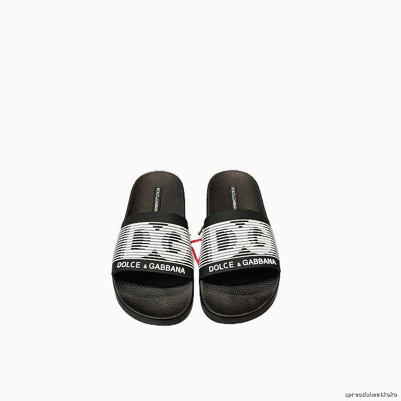 Dolce & Gabbana DG Black and White Striped Casual Slippers
