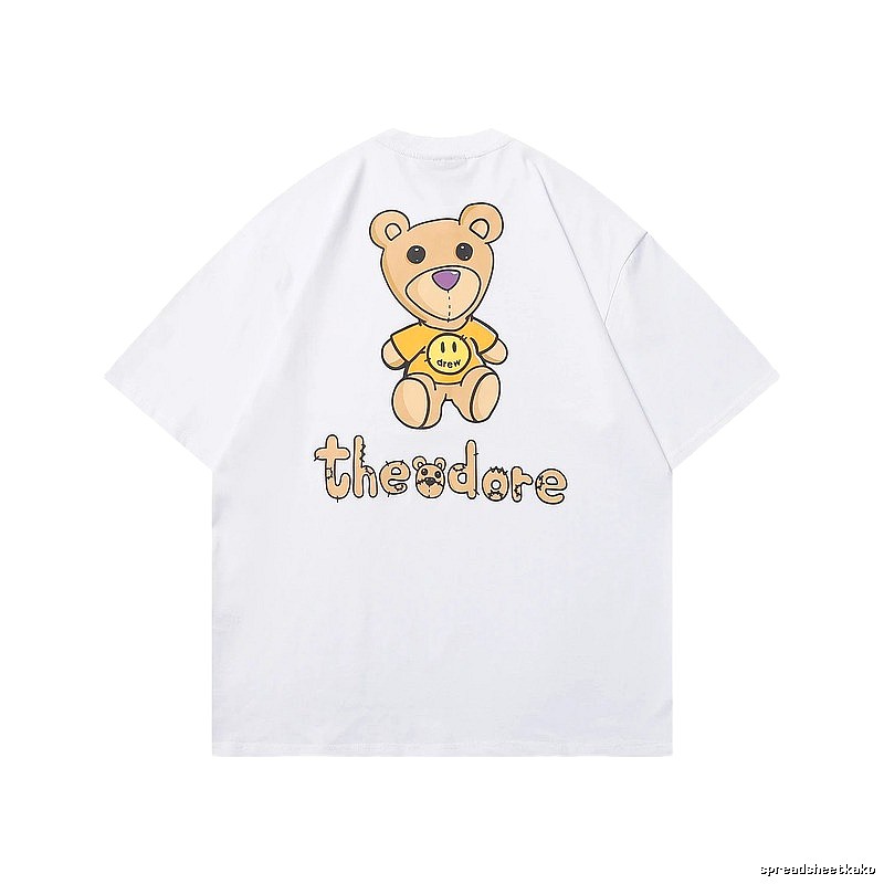 DREW Bear Print Street Style White T-shirt