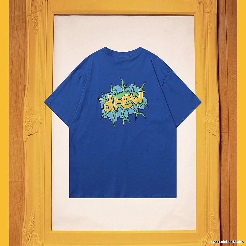DREW Explosion Print Street Style Blue T-Shirt