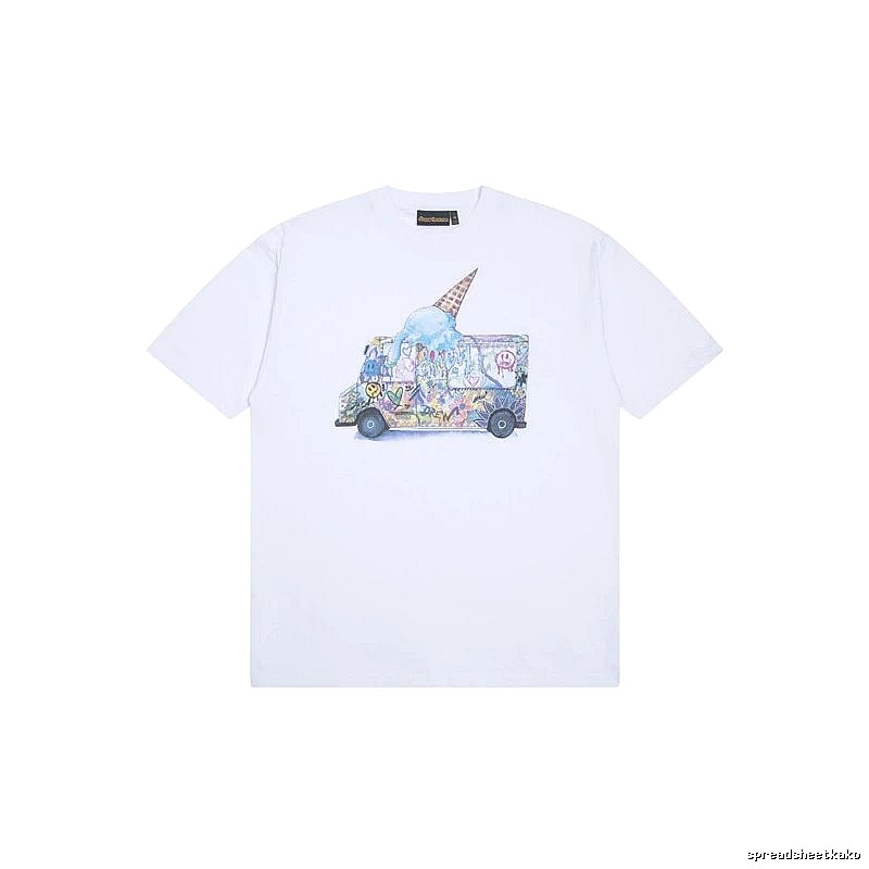 DREW Graffiti Ice Cream Truck Street Style White T-shirt