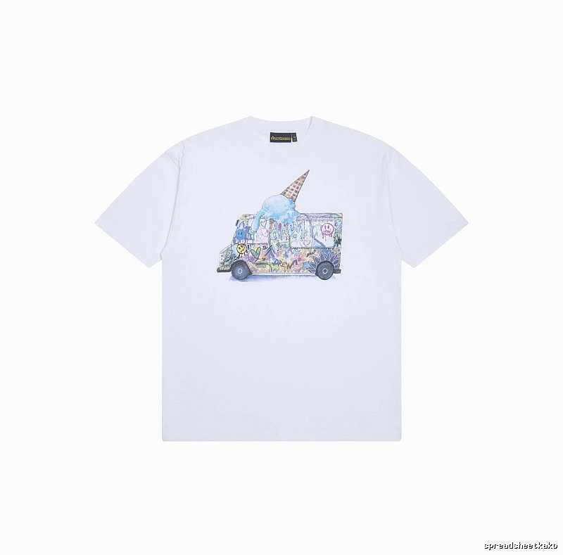 DREW Graffiti Style Ice Cream Truck White Short Sleeve T-shirt