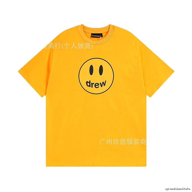 DREW Smiley Face Street Style Yellow Short Sleeve T-shirt