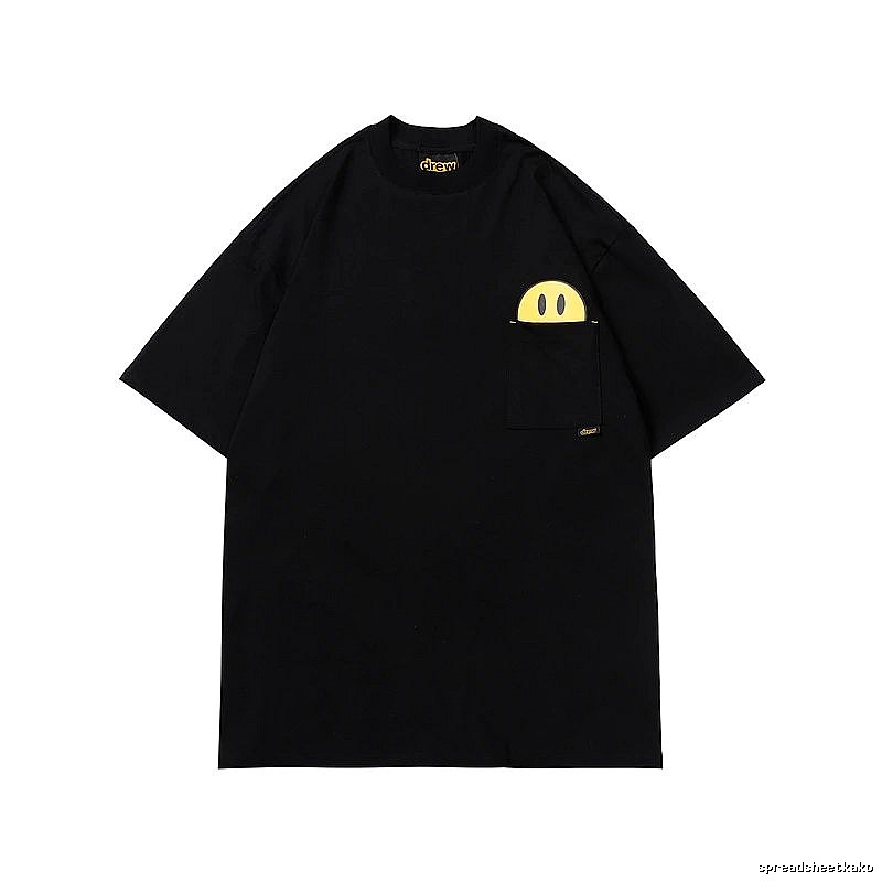 DREW Smiley Pocket Street Style Black T-Shirt