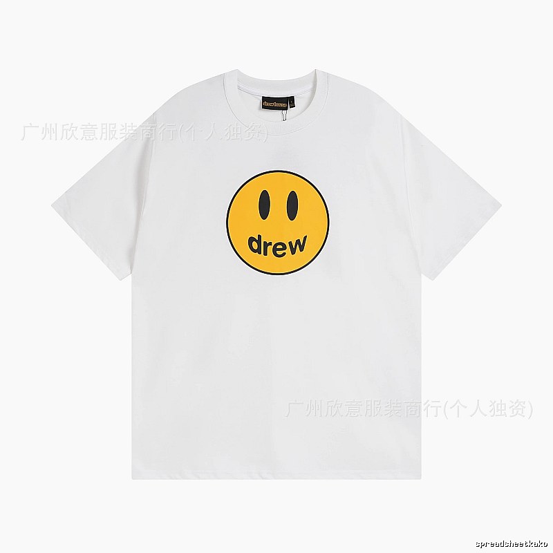 DREW Smiley Series Casual Style White Short-sleeve T-shirt