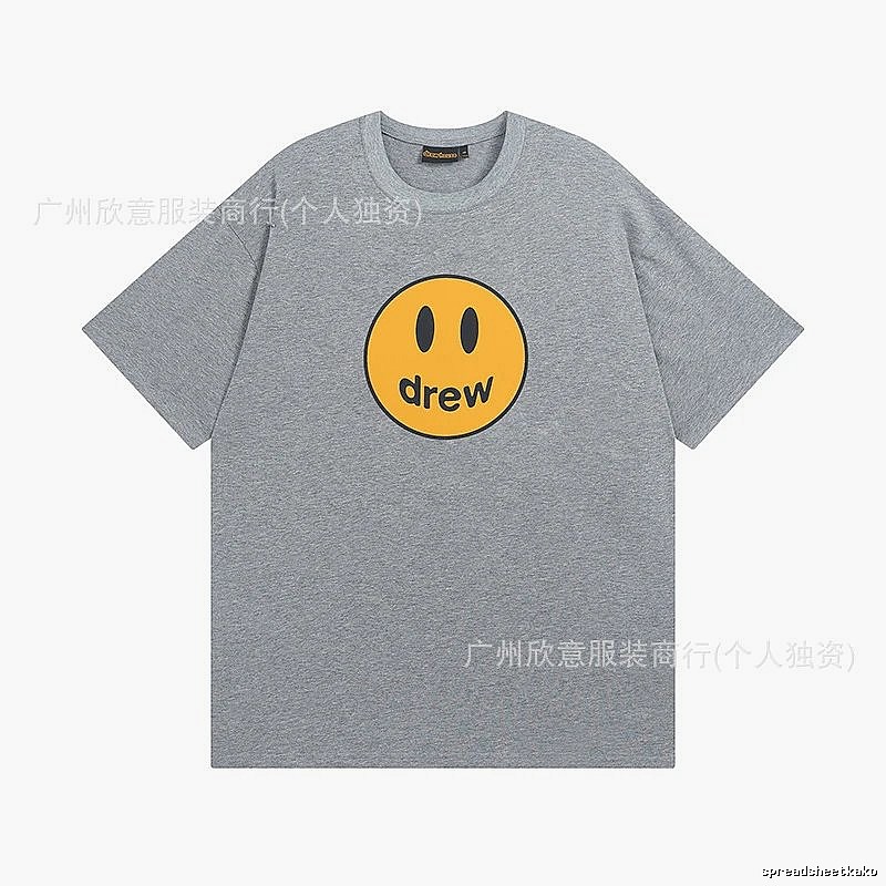 DREW Smiley Series Street Style Gray T-shirt