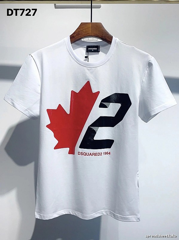 DSQUARED2 Maple Leaf Printed Streetwear White T-Shirt