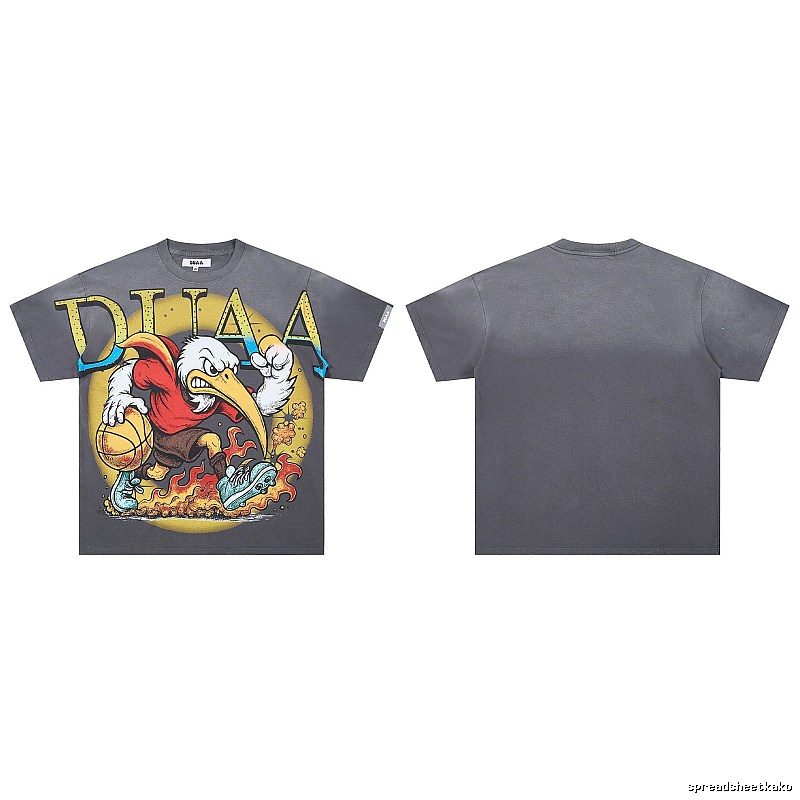 DUAA Basketball Print American Trendy Style Dark Grey T-Shirt