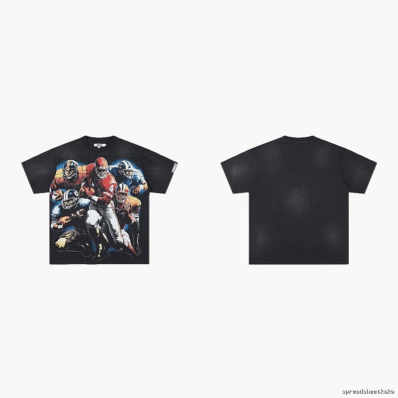 DUAA Rugby Print Retro Black T-Shirt