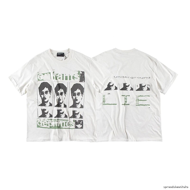 ERD GRJKD Portrait Print Vintage Off-white T-Shirt