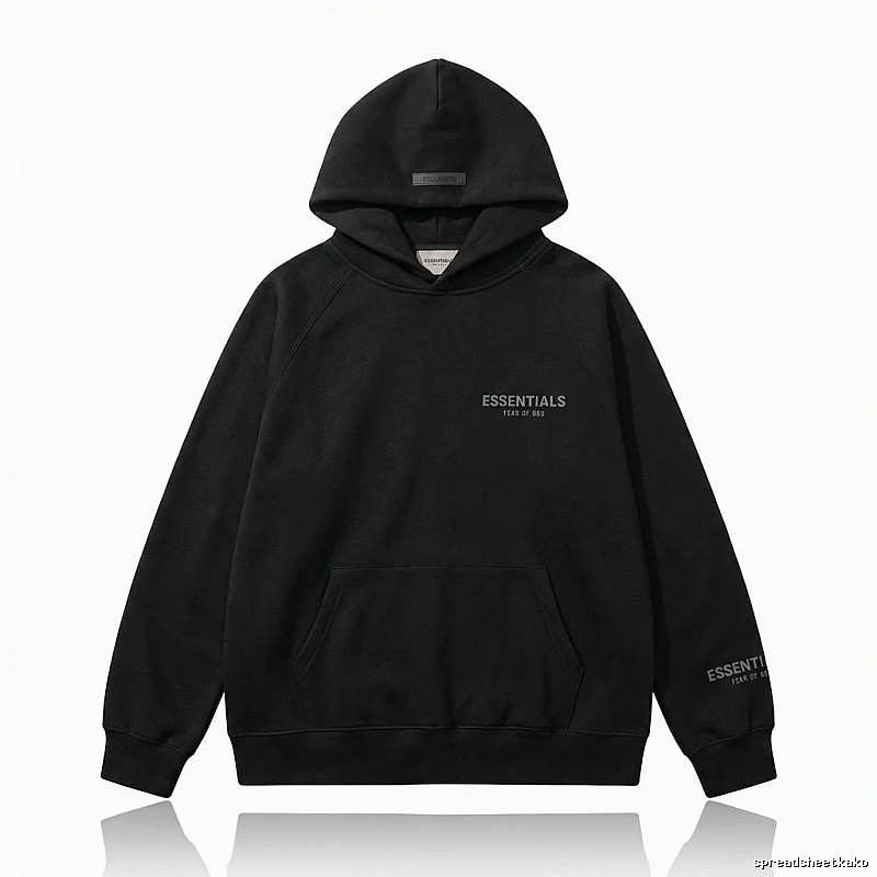 ESSENTIALS minimalist style black hoodie