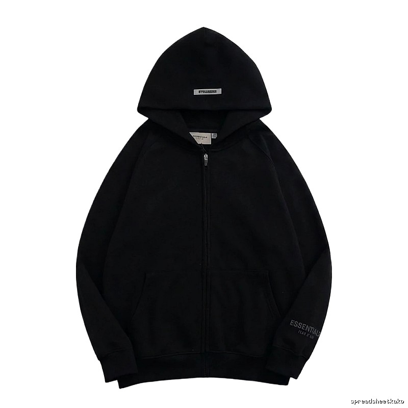 ESSENTIALS minimalist style black hoodie