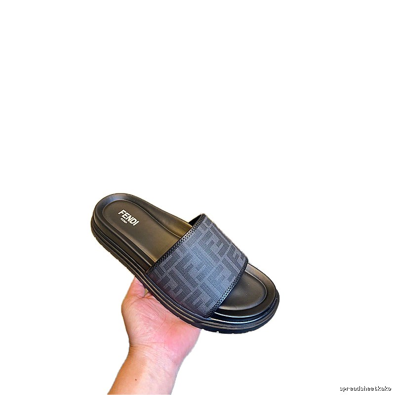 Fendi Double F Monogram Vintage Black and Grey Slippers