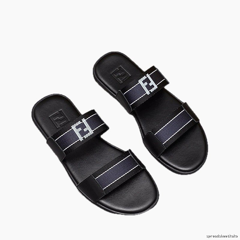 Fendi FF Collection Streetwear Style Black Slides