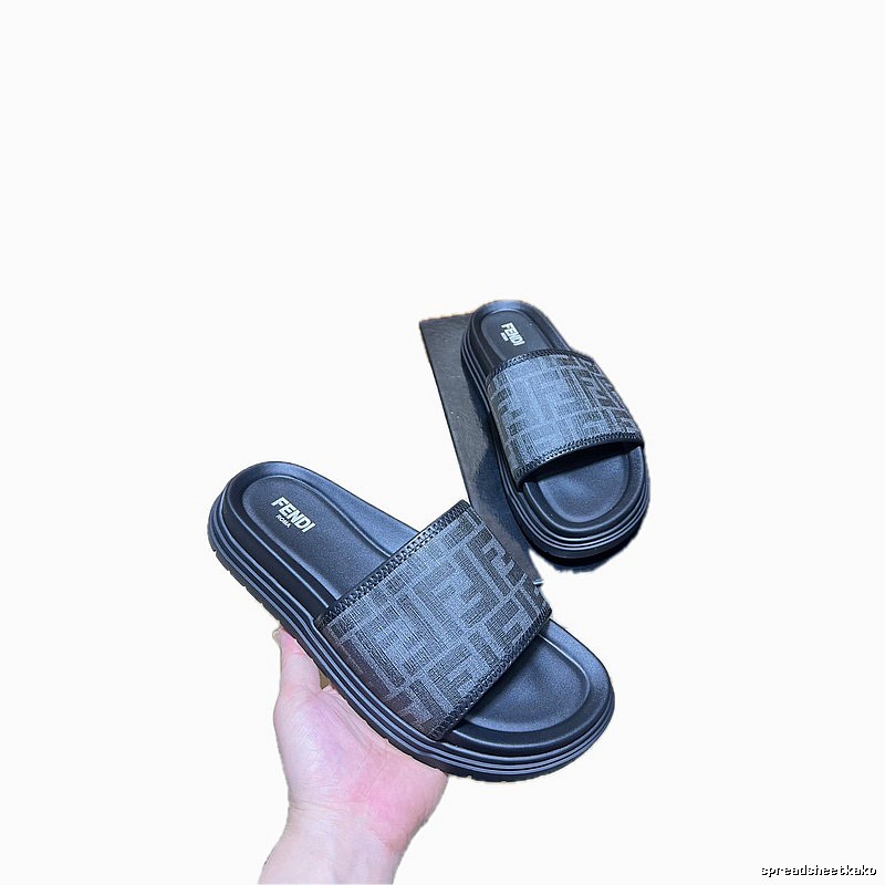 Fendi FF Monogram Casual Black Slide Sandals