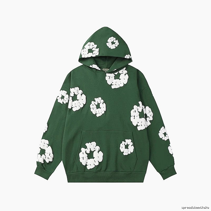 Forest Green Floral Hoodie Streetwear Look