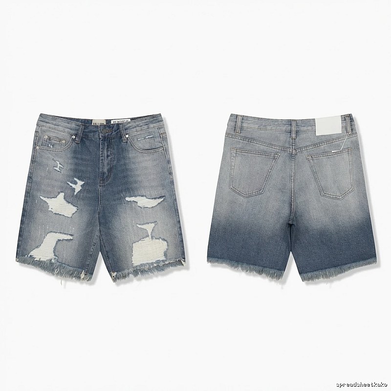 Gallery Dept Gradient Ripped Denim Shorts