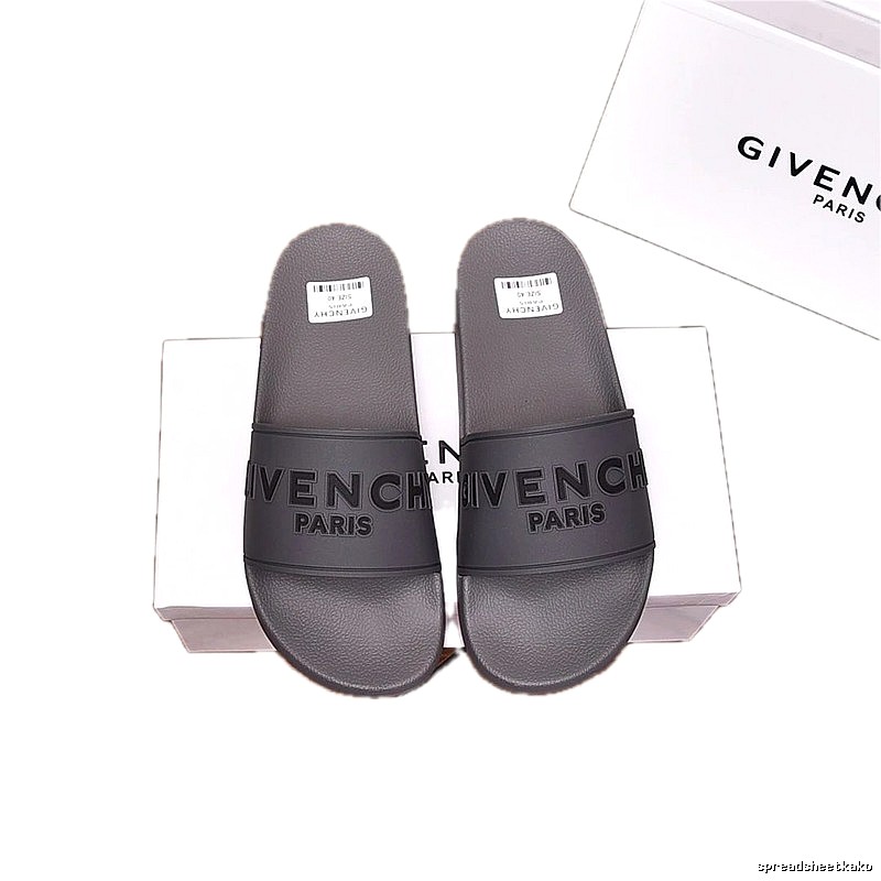Givenchy Dark Grey Light Luxury Style Slide Sandals with Embossed Letters