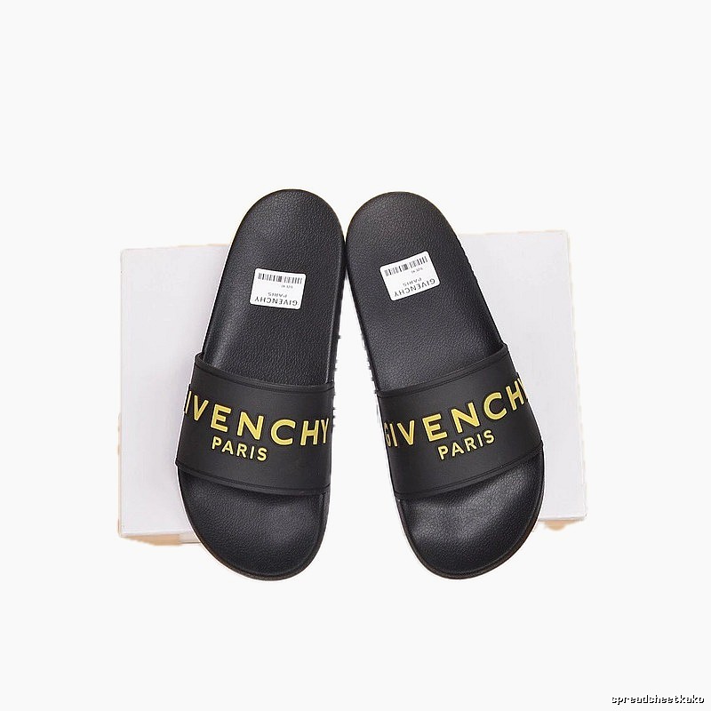 Givenchy Letter Print Streetwear Style Black Slides