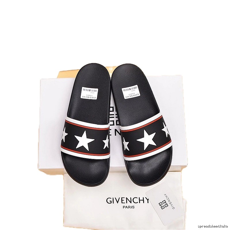 Givenchy Star Collection Trendy Style Black Slide Sandals